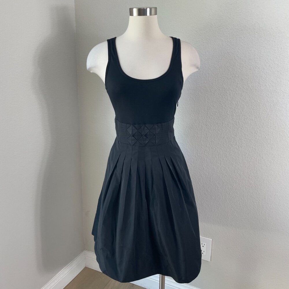 BCBGMAXAZRIA Womens 8‎ Black Pleated Taffeta Tulle Dress Sleeveless Pockets